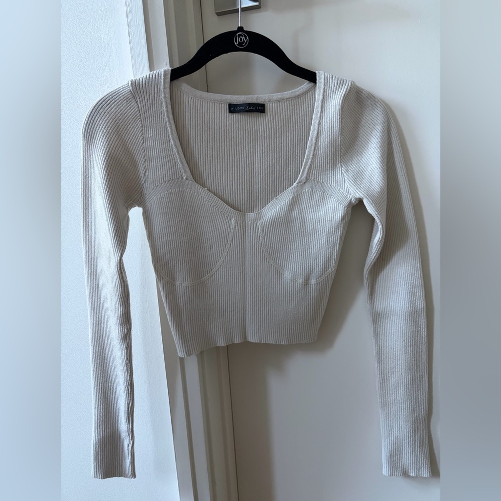 Cropped Tan Long sleeve Top